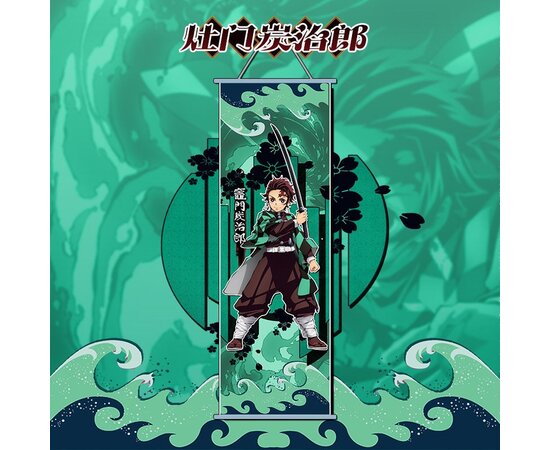 Demon Slayer Hanging Scroll Painting Hot Anime Wall Poster Nezuko Tanjirou Zenitsu Inosuke Home Decor Poster Bedroom Decor
