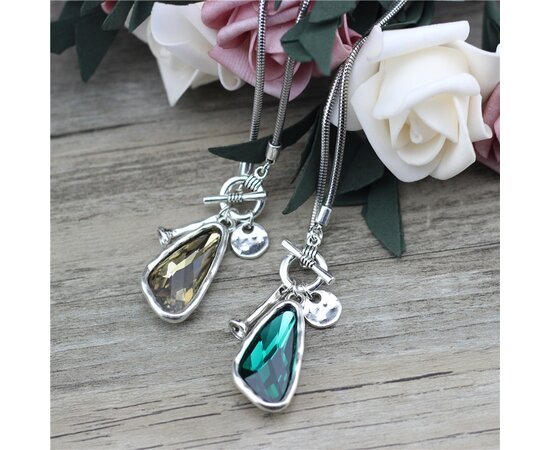 Anslow 2021 New Fashion Winter Sweater Chain 90cm Length Women Female Long Necklace Irregular Crystal Pendant Charms LOW0046AN