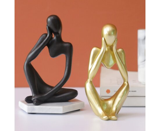 Abstract Thinker Statue Resin Sculpture Miniature Figurines Thinker Character European Style Office Home Decoration Accessories
