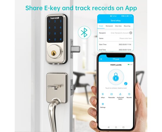 Hornbill Electronic Wifi Smart Door Lock Password Bluetooth TTLock App Key Unlock Locks USB Emergency Charge For Apartment Home