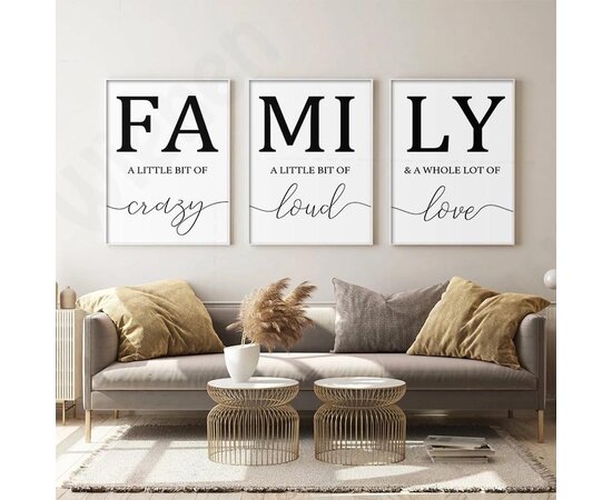 Luxury Living Room Wall Decoration Painting Simple Minimalist Poster Letters FAMILY Canvas Picture Wall Art Family Writing Love=