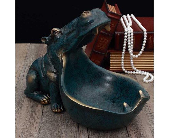 Resin Hippo Statue Dinosaur Figurines Hippo Ornament For Interior Big Mouth Keychain Container Storage Animal Gift Home Decor