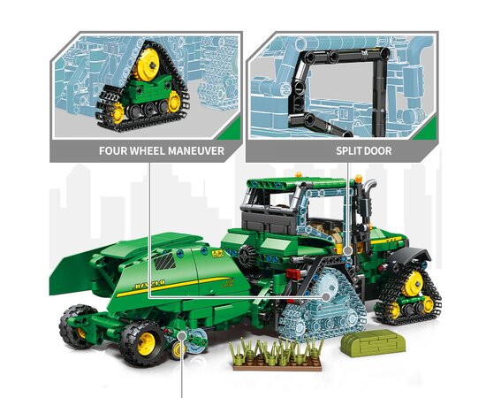 SEMBO Technical Farm Harvester Weeder Model Building Blocks Ideas Remote Control Vehicle Bricks Kit Toys for Aldult or Boys