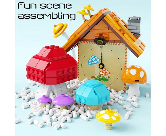 Technical Ideas Music Box Series Building Blocks Mushroom House Clock Music Box Bricks Assembly Toys Gift For Children