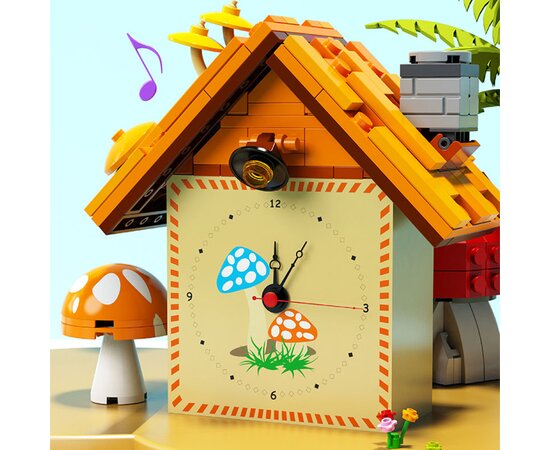 Technical Ideas Music Box Series Building Blocks Mushroom House Clock Music Box Bricks Assembly Toys Gift For Children